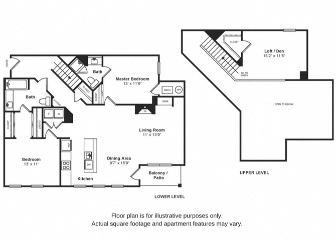 Floor plan for 2 beds, 2 baths, 1506 sqft